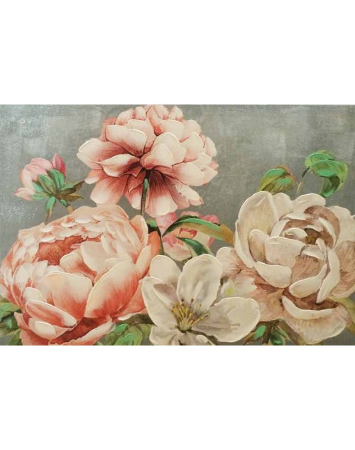 Μοντέρνος πίνακας ζωγραφικής 60*90*3 εκ. γκλίτερ ανάγλυφα λουλούδια 36-46